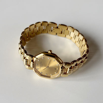 Dior 1990s Octagon Gold Plated Watch
