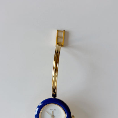 Gucci 1990s Interchangeable Bezel Gold Plated Bangle Watch with 12 bezels, case (Small)