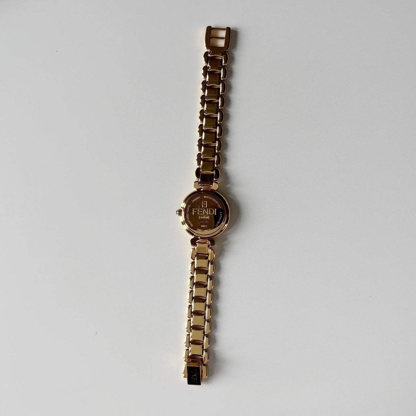 Fendi 1990s Seashell Round Dial Gold Plated Watch