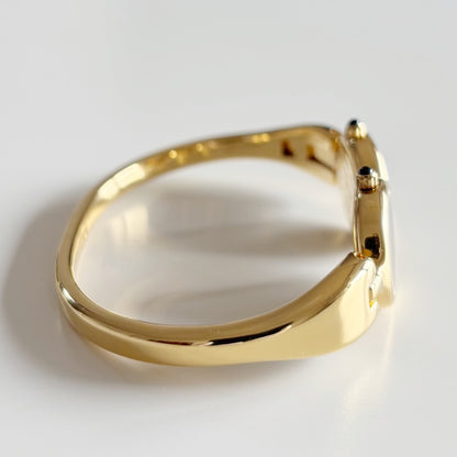 Fendi 1990s Seashell Dial Two Time Zone Gold Plated Bangle Watch