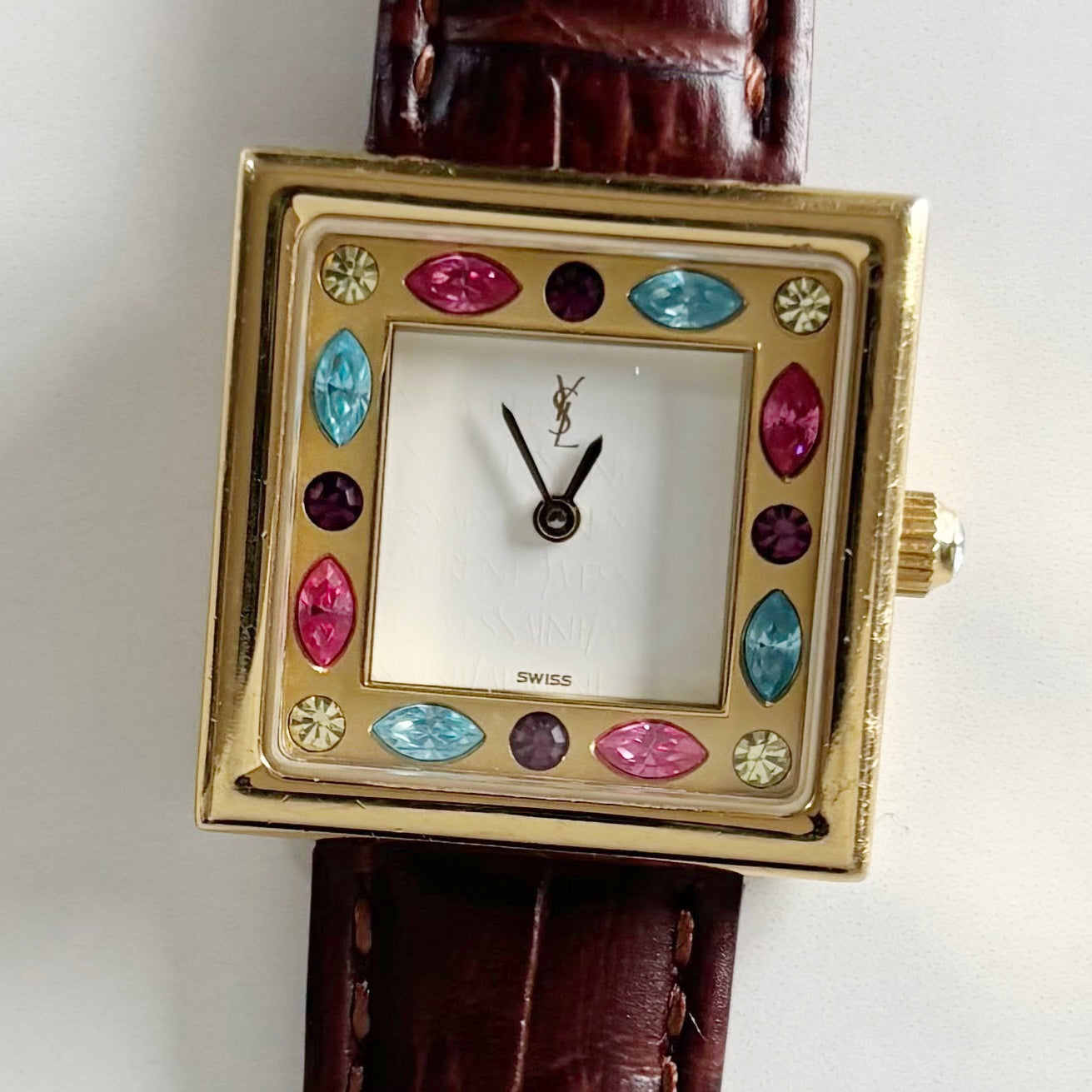 Yves Saint Laurent 1990s Square Dial Gold Plated Watch