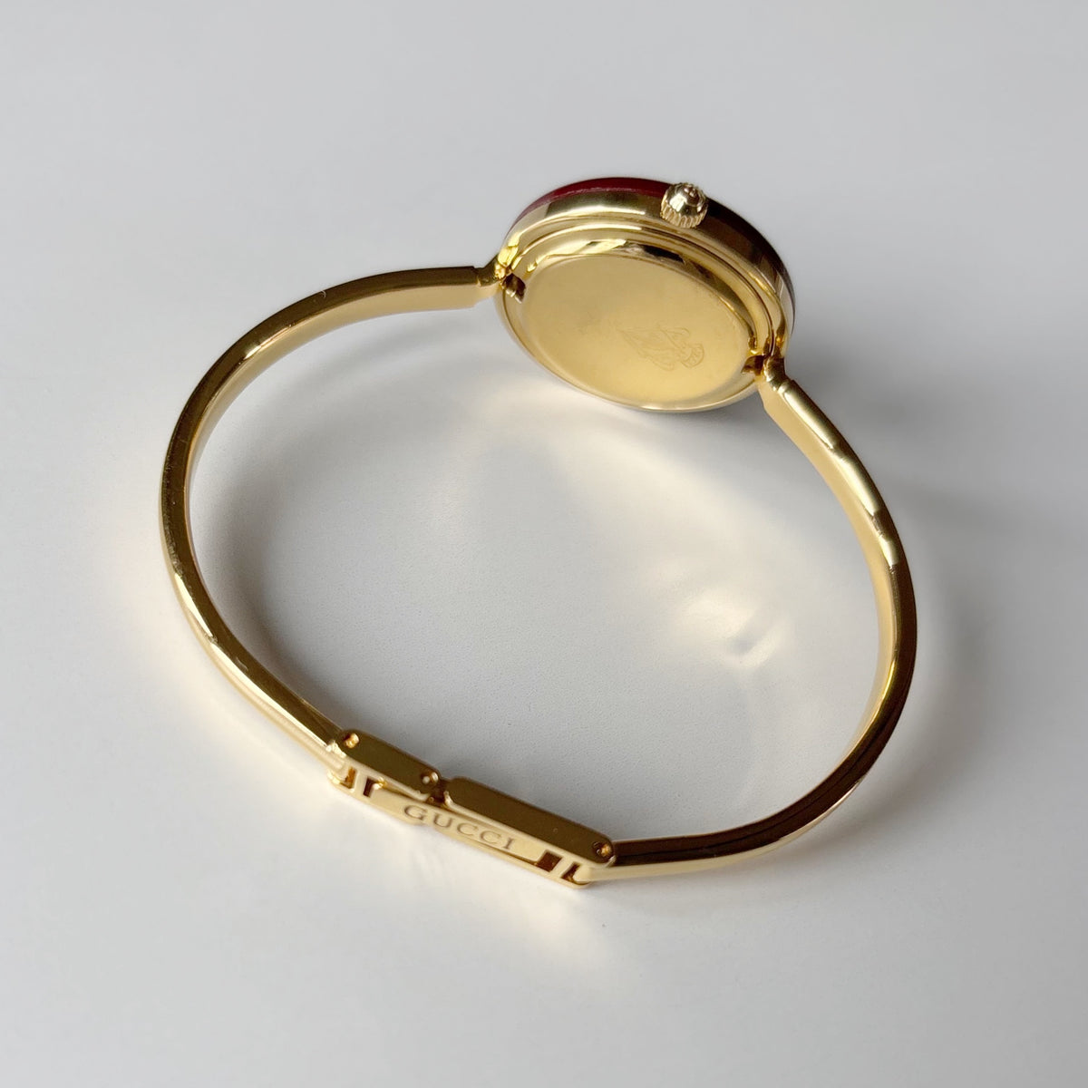 Gucci 1990s Interchangeable Bezel Gold Plated Bangle Watch with 12 bezels, case