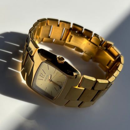 Gucci 1990s Date Gold Dial Gold Plated Watch