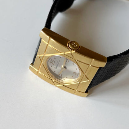 Dior 1990s Square Dial Gold Plated Watch