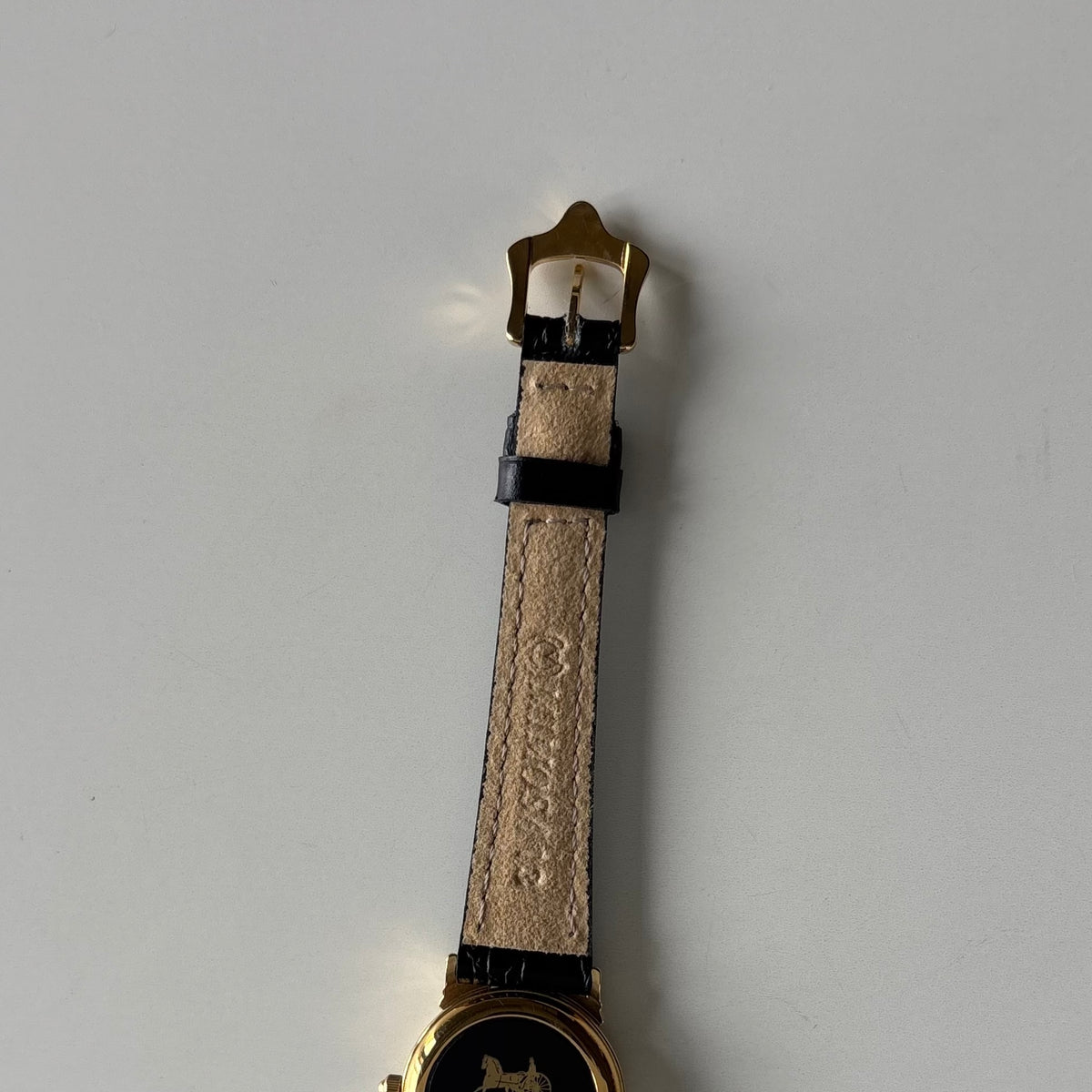 Celine 1980s Seashell Round Dial Gold Plated Watch