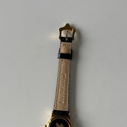 Celine 1980s Seashell Round Dial Gold Plated Watch