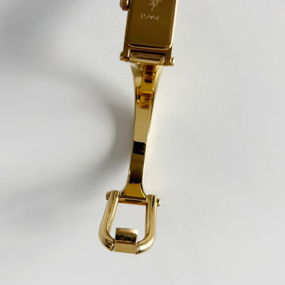Gucci 1990s Gold Rectangular Dial Gold Plated Bangle Watch