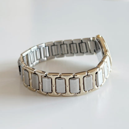 Yves Saint Laurent 1990s Round Dial Two Tone Gold Plated Watch