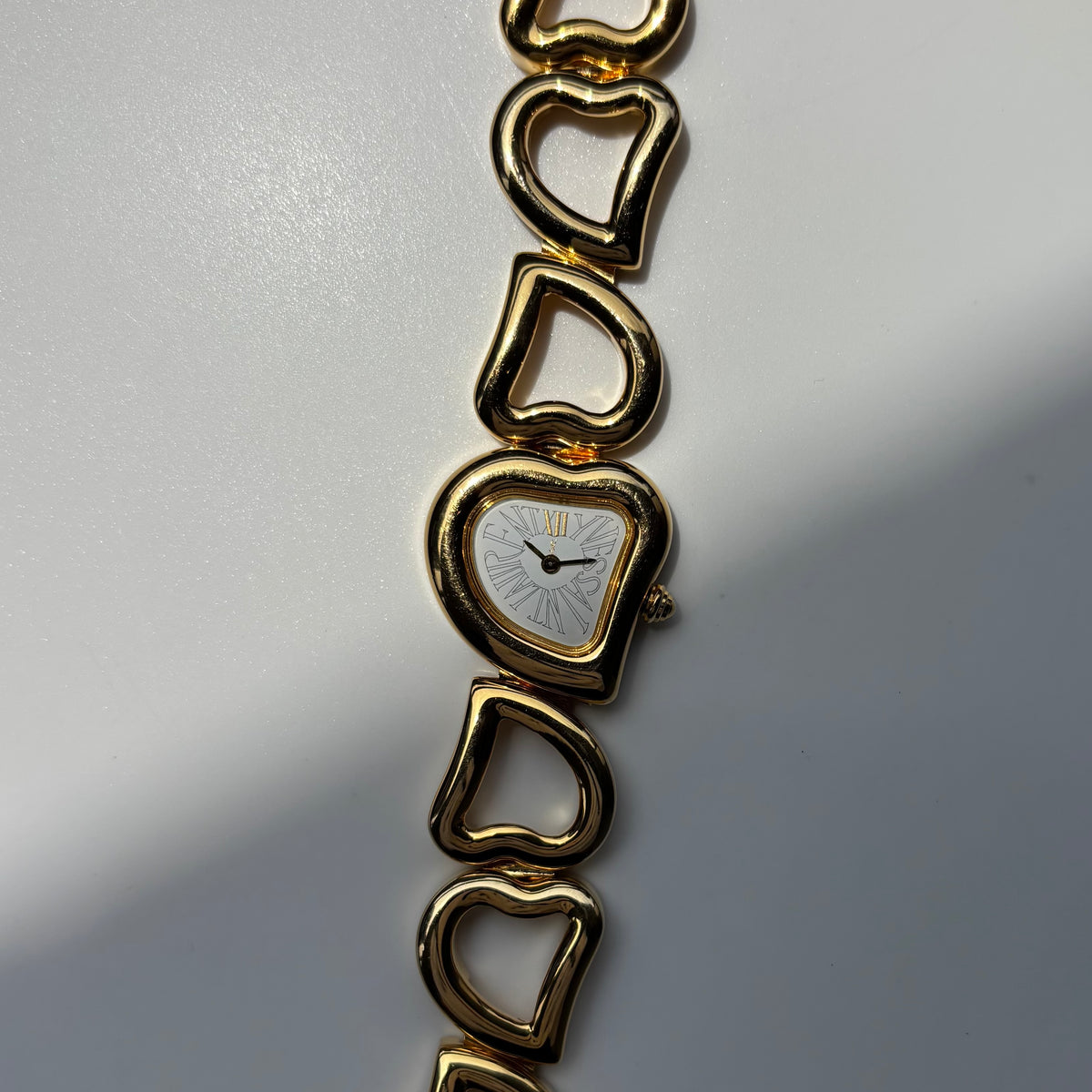 Yves Saint Laurent 1990s Heart  Dial Band Gold Plated Watch