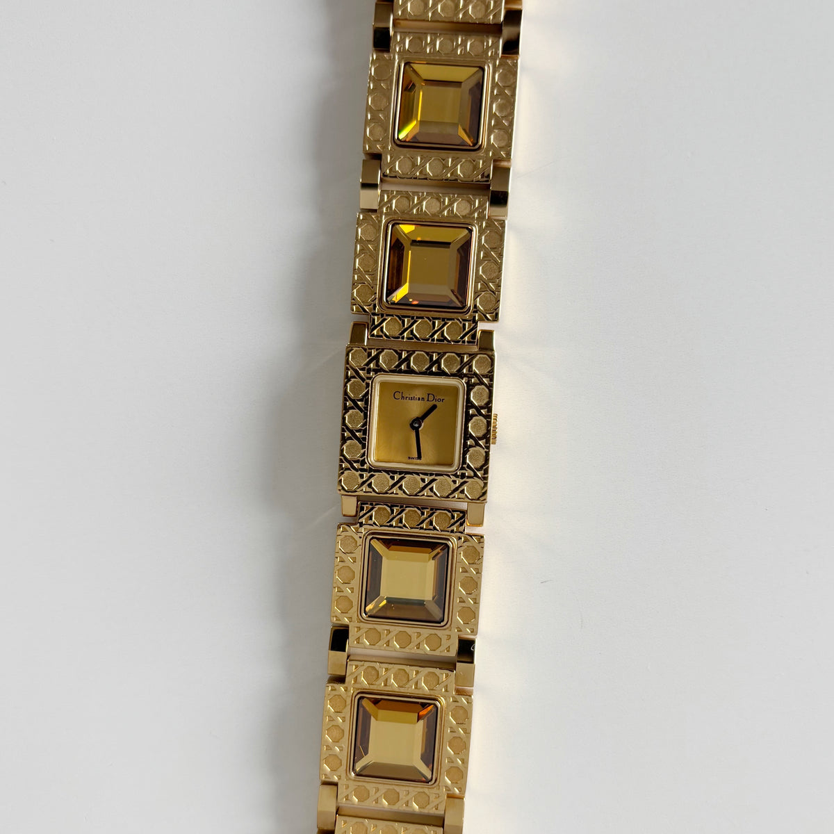 Dior 1990s Square Dial Interchangeable Strap Gold-Plated Watch