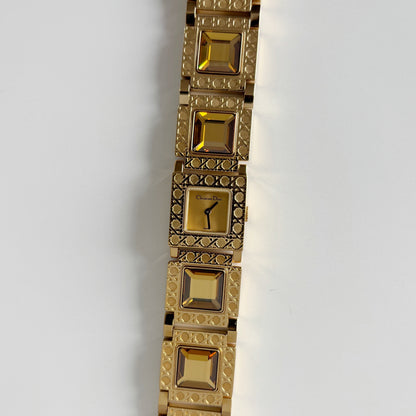 Dior 1990s Square Dial Interchangeable Strap Gold-Plated Watch