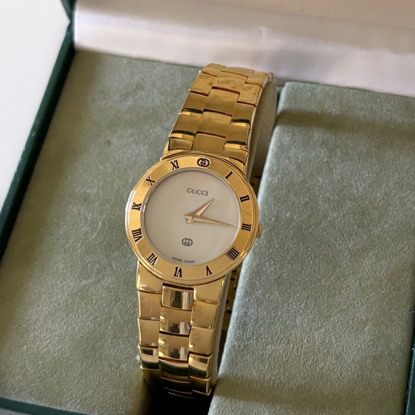 Gucci 1990s Gold Plated Round Watch