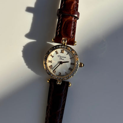 Dior 1990s Seashell Dial Gold Plated Watch