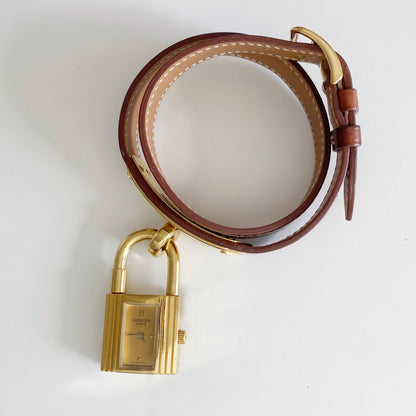Hermes 1990s Kelly Gold Plated Watch