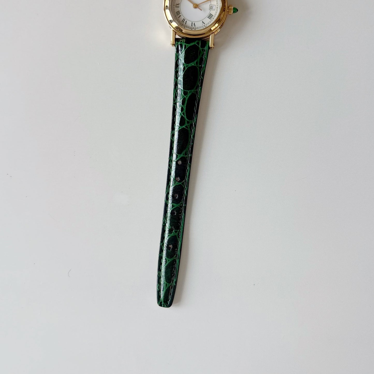 Gucci 1990s Date Round Dial Gold Plated Watch