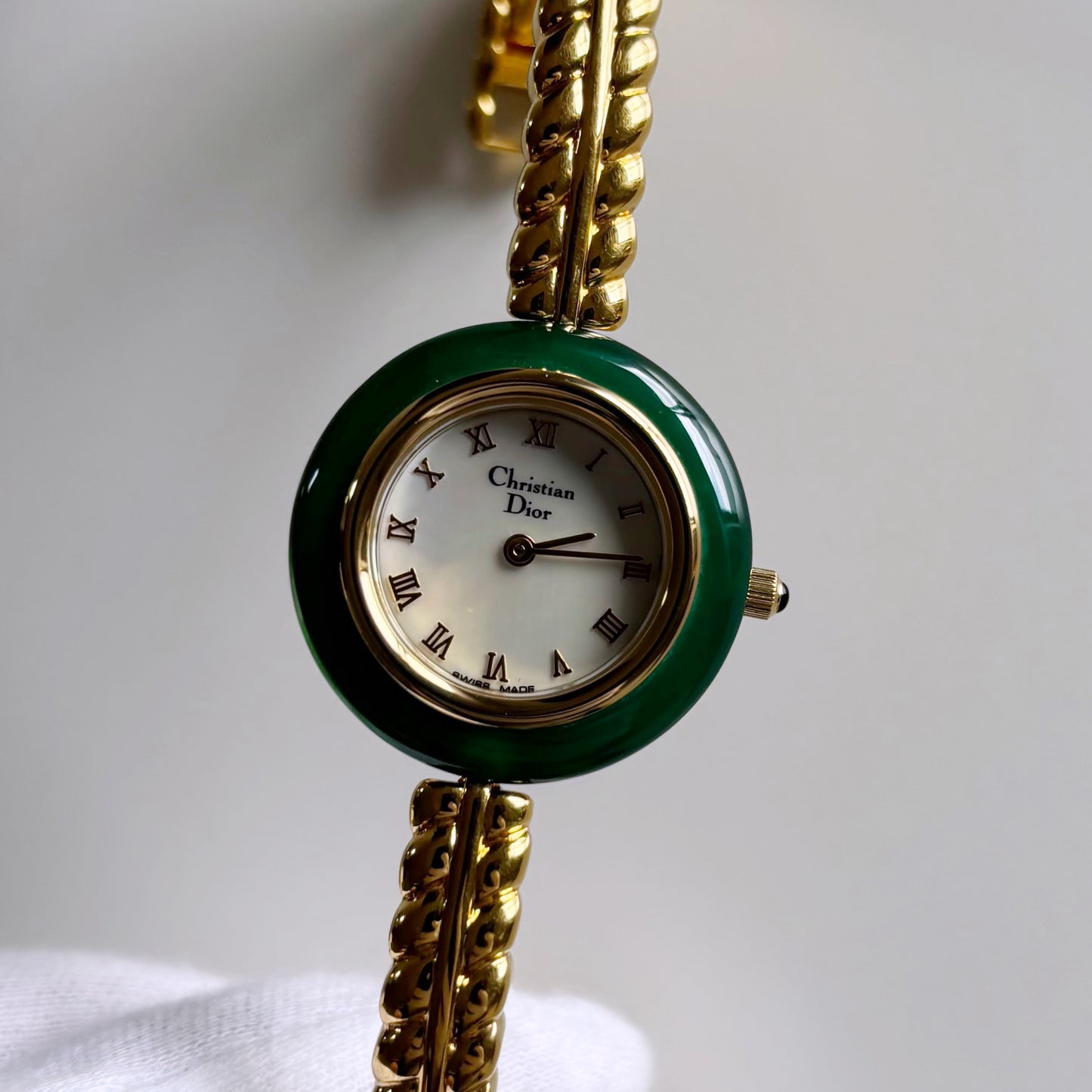 Dior 1990s Interchangeable Bezel Gold Plated Watch with 3 bezels
