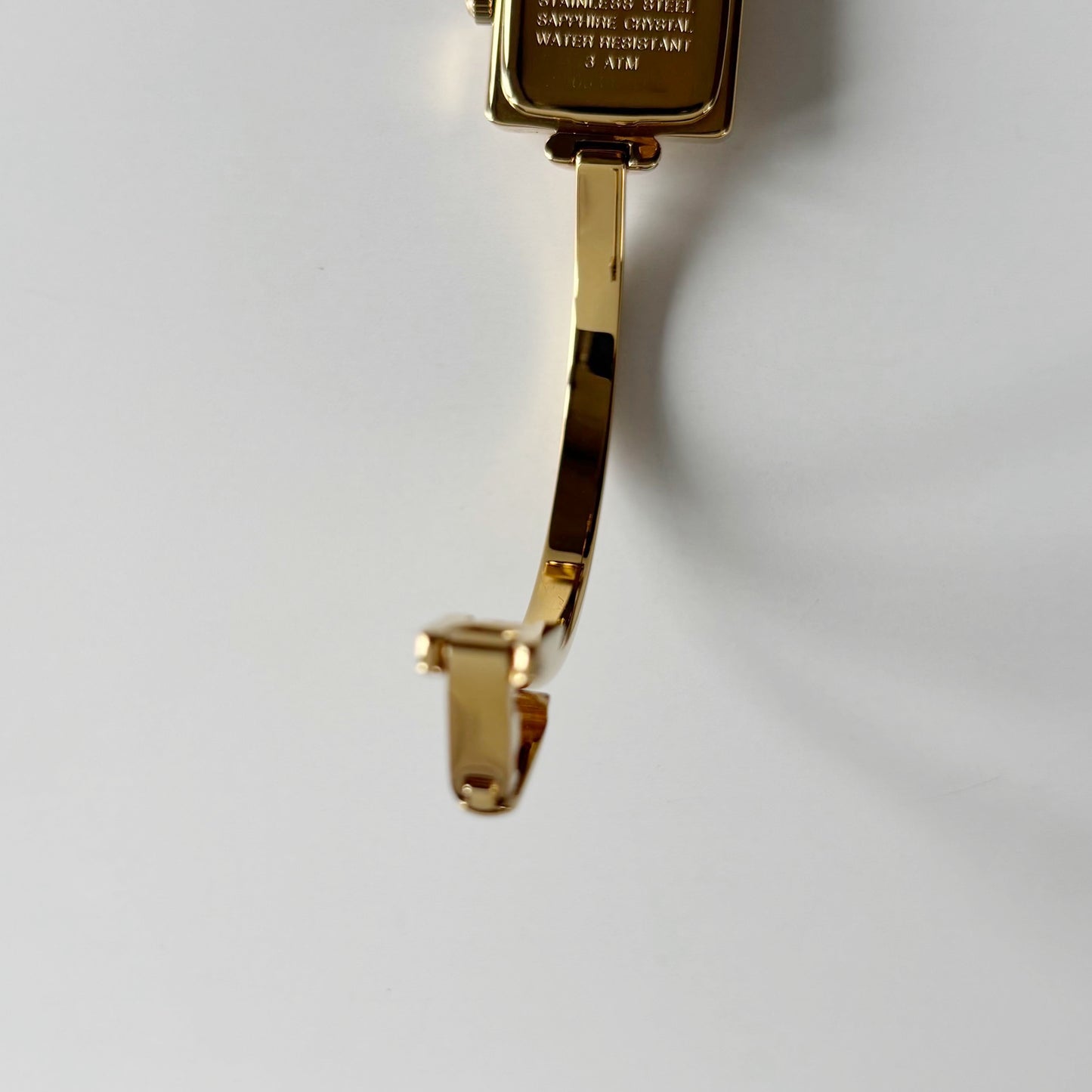 Gucci 1990s Square Dial Gold Plated Bangle Watch