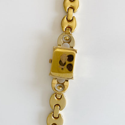 Gucci 1990s Interchangeable Belt Gold Plated Watch with 3 belts, case