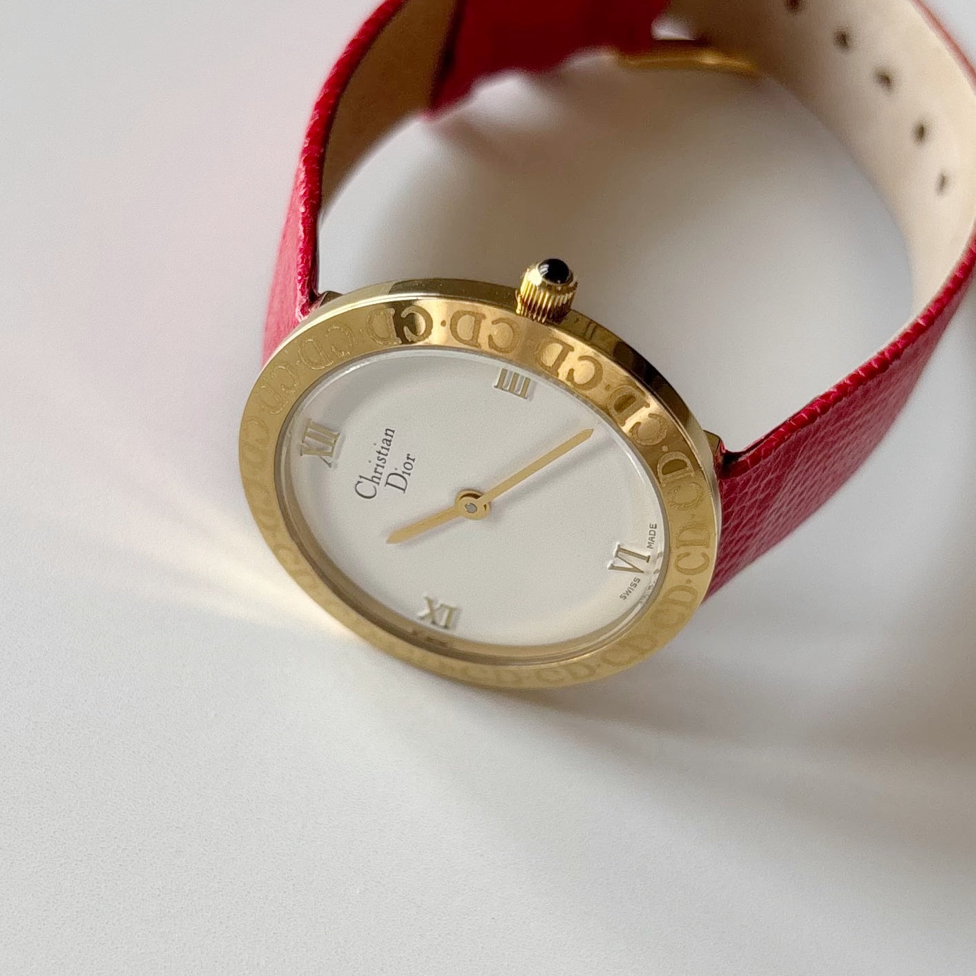 Dior 1990s Round Dial Gold Plated Watch