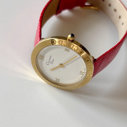 Dior 1990s Round Dial Gold Plated Watch