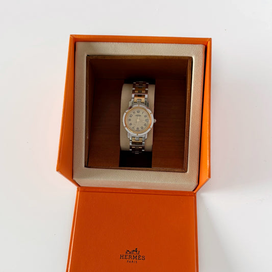 Hermes 1990s Clipper Date Two Tone Watch
