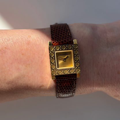 Dior 1990s La Parisienne Interchangeable Strap Gold Plated Watch with 3 straps, case