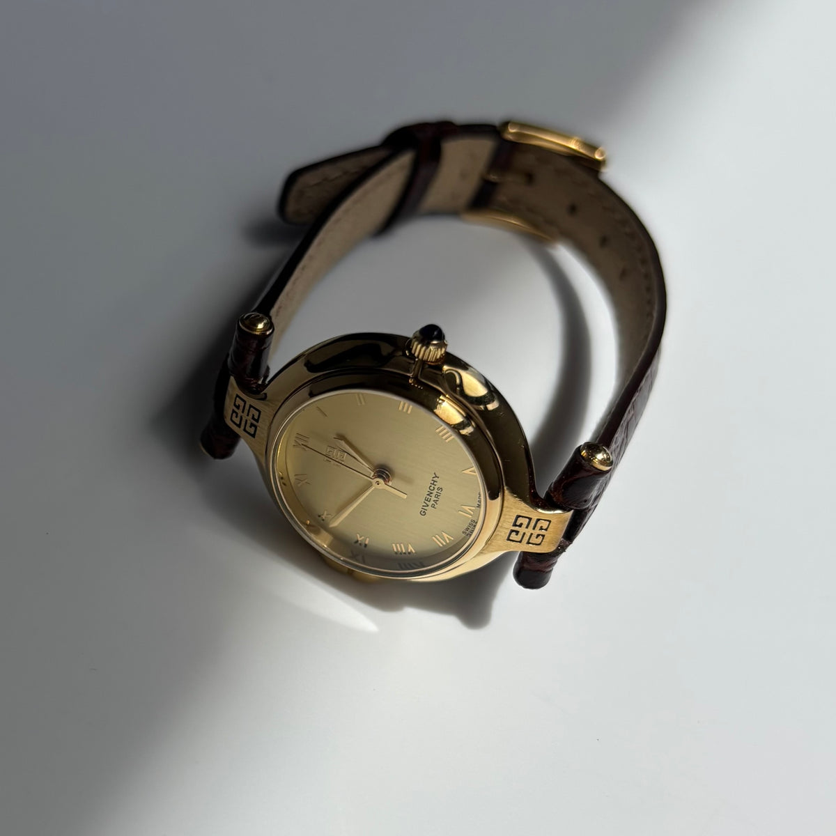 Givenchy 1990s Round Dial Gold Plated Watch