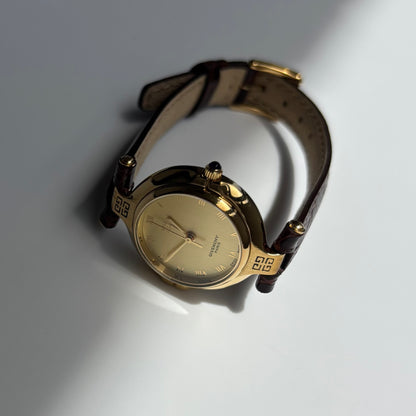 Givenchy 1990s Round Dial Gold Plated Watch