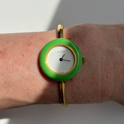 Gucci 1990s Interchangeable Bezel Gold Plated Watch with 12 bezels, case