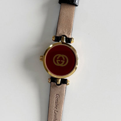Gucci 1990s Round Dial Gold Plated Watch