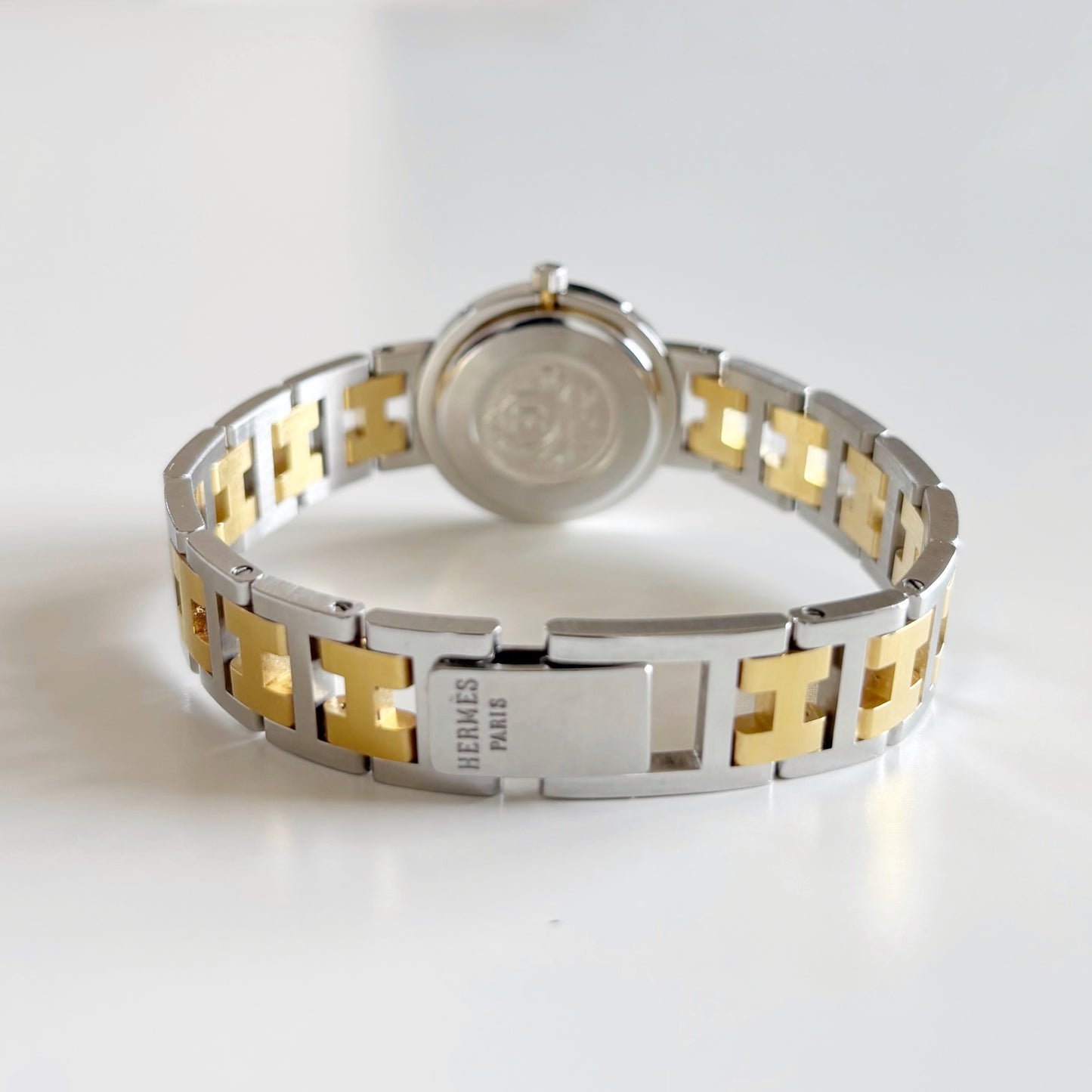 Hermes 1990s Clipper Date Round Dial Two Tone Watch