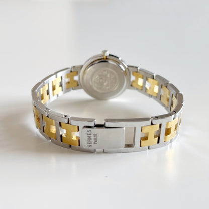 Hermes 1990s Clipper Date Round Dial Two Tone Watch