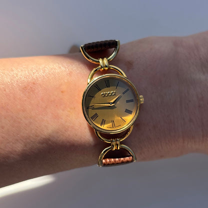 Gucci 1990s Gold Dial Horsebit Gold Plated Watch
