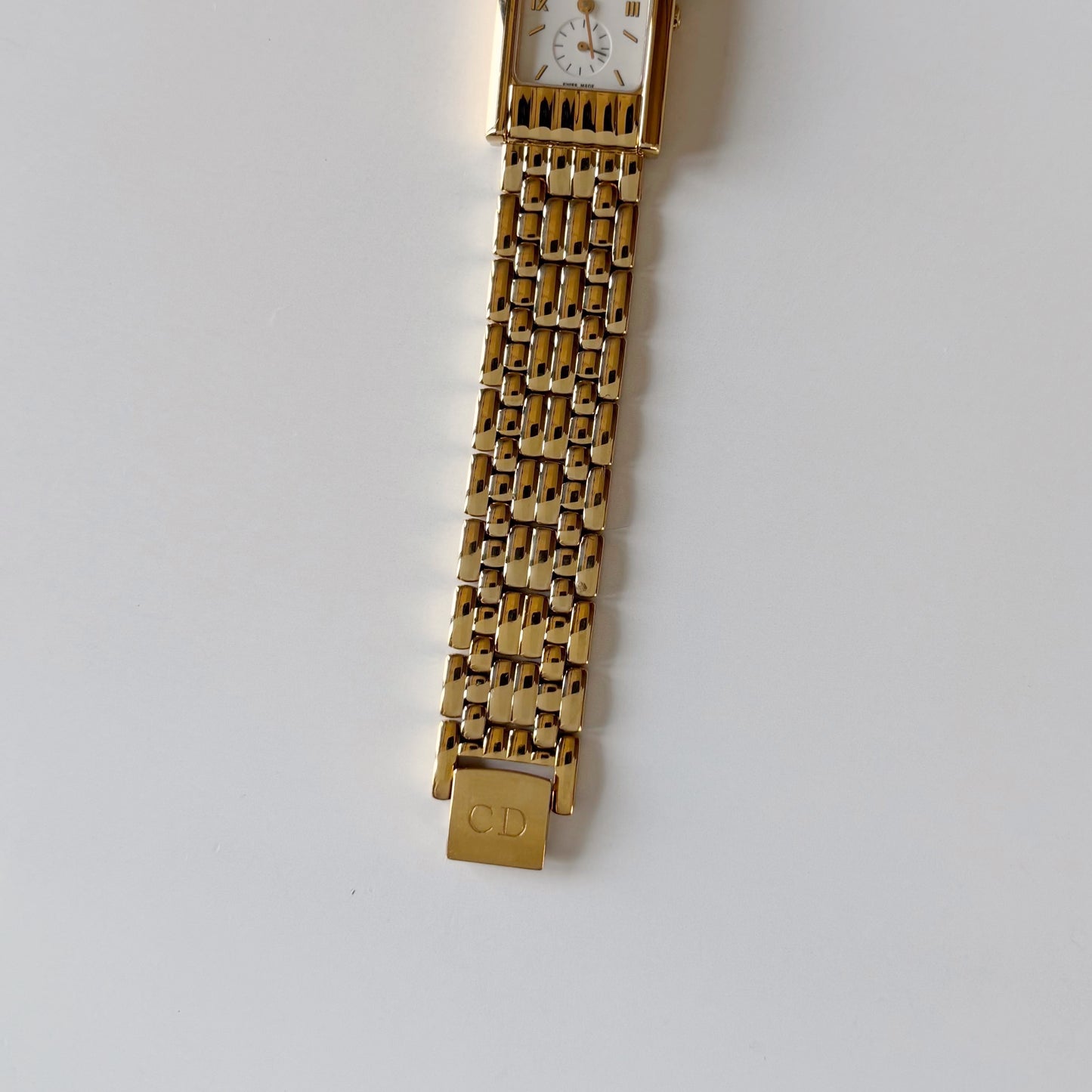 Dior 1990s Sub second Tank Gold Plated Watch