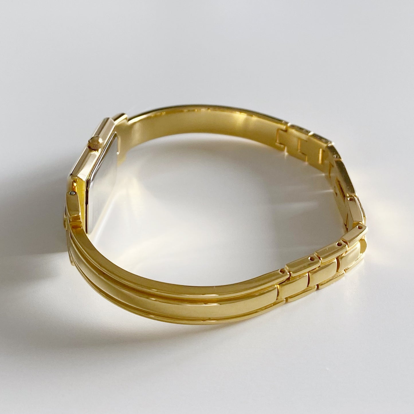 Givenchy 1990s Rectangular Gold Plated Bangle Watch