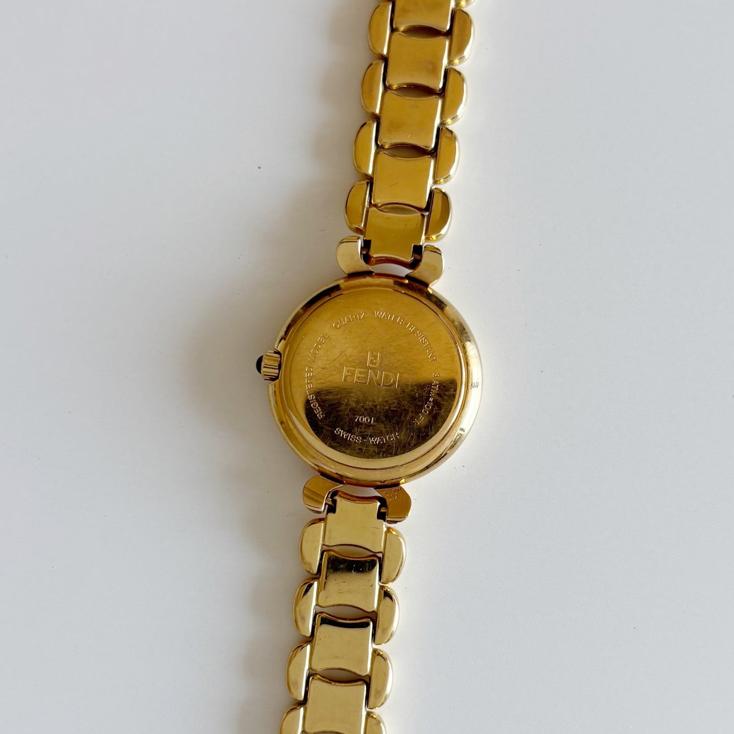 Fendi 1990s Seashell Dial Gold Plated Watch