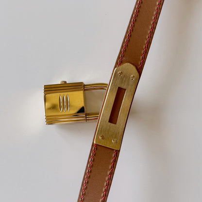 Hermes 1990s Kelly Red Dial Gold Plated Watch