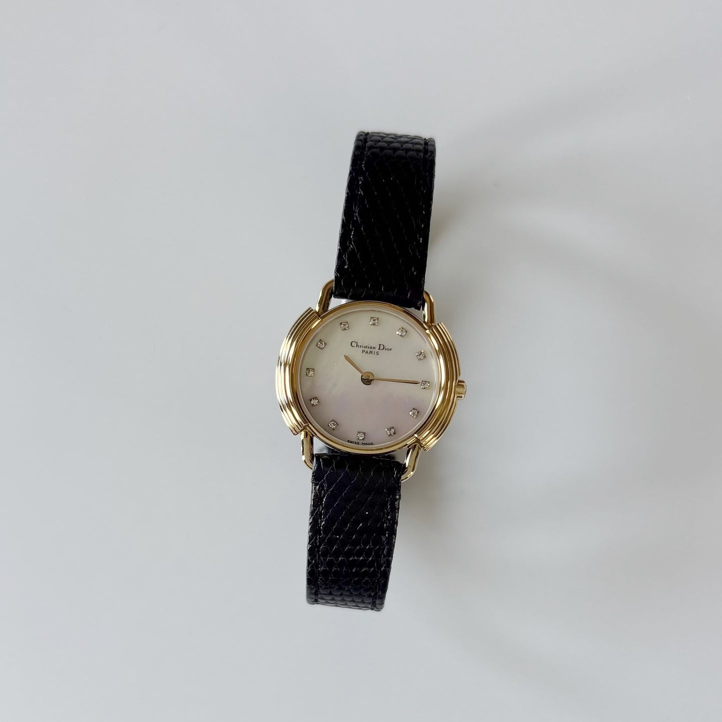 Dior 1990s Seashell Round Dial Gold Plated Watch