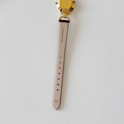 Gucci 1990s Gold Dial Gold Plated Horsebit Watch