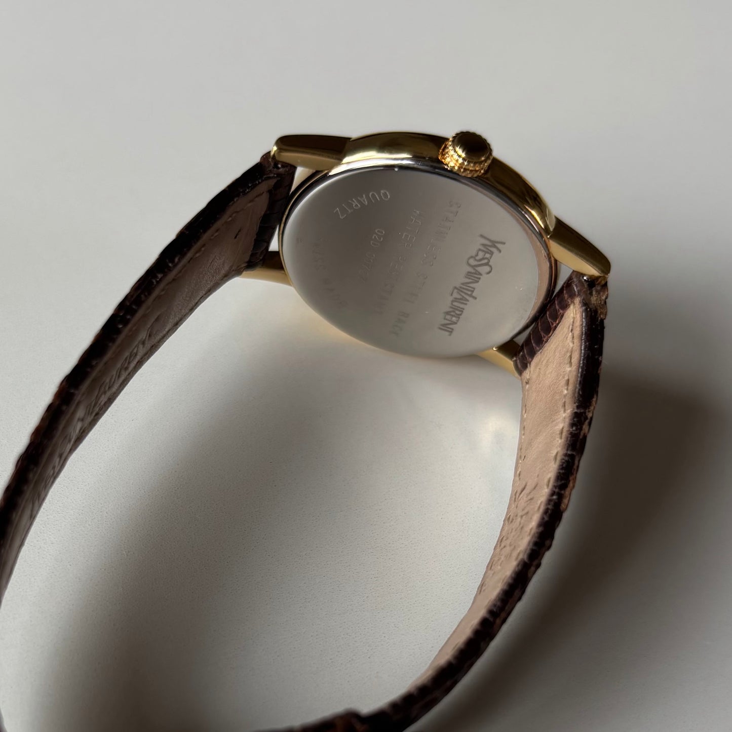 Yves Saint Laurent 1990s YSL Logo Round Dial Gold Plated Watch