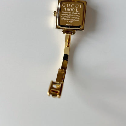 Gucci 1990s Square Dial Gold Plated Bangle Watch