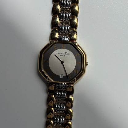 Dior 1990s Octagon Date Dial Two Tone Watch (Large) (5/31)