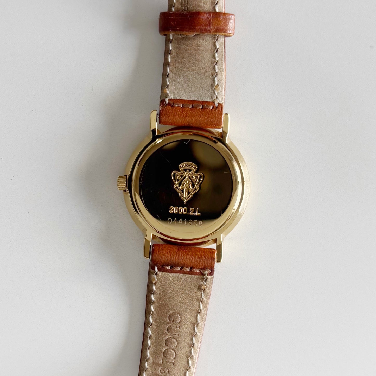 Gucci 1990s Sub Second Round Dial Gold Plated Watch
