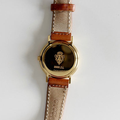 Gucci 1990s Sub Second Round Dial Gold Plated Watch