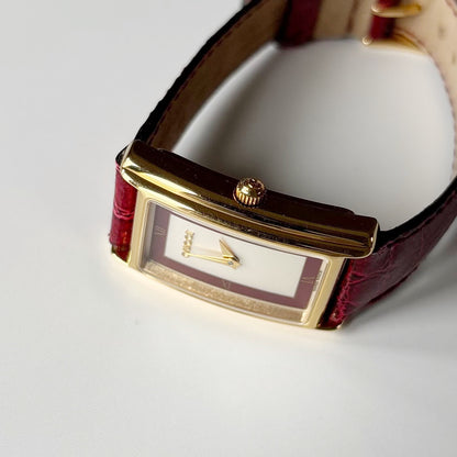 Gucci 1990s Red Tank Gold Plated Watch