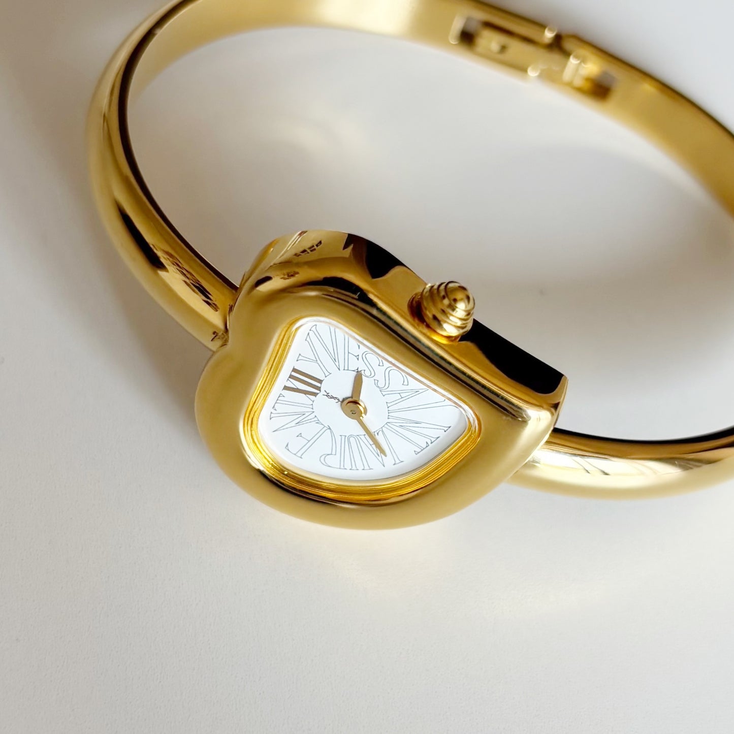 Yves Saint Laurent 1990s Heart Shaped Dial Gold Plated Watch