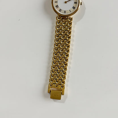 Dior 1990s Seashell Dial Round Dial Gold Plated Watch (Large)