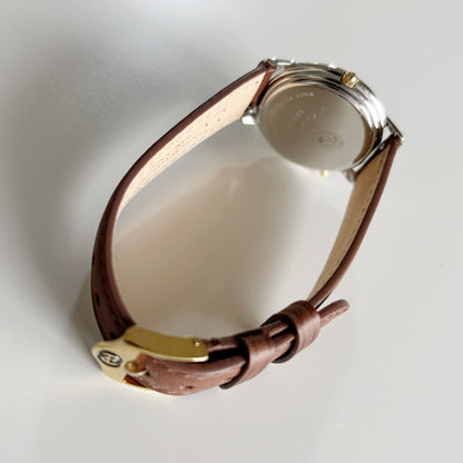 Gucci 1990s Date Round Dial Two Tone Watch (Large)