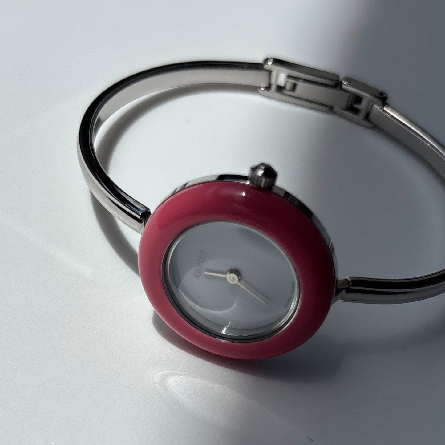 Gucci 1990s Interchangeable Bezel Stainless steel Bangle Watch with case, 12 bezels