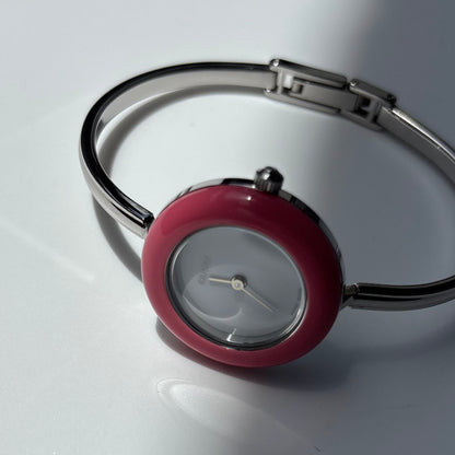 Gucci 1990s Interchangeable Bezel Stainless steel Bangle Watch with case, 12 bezels